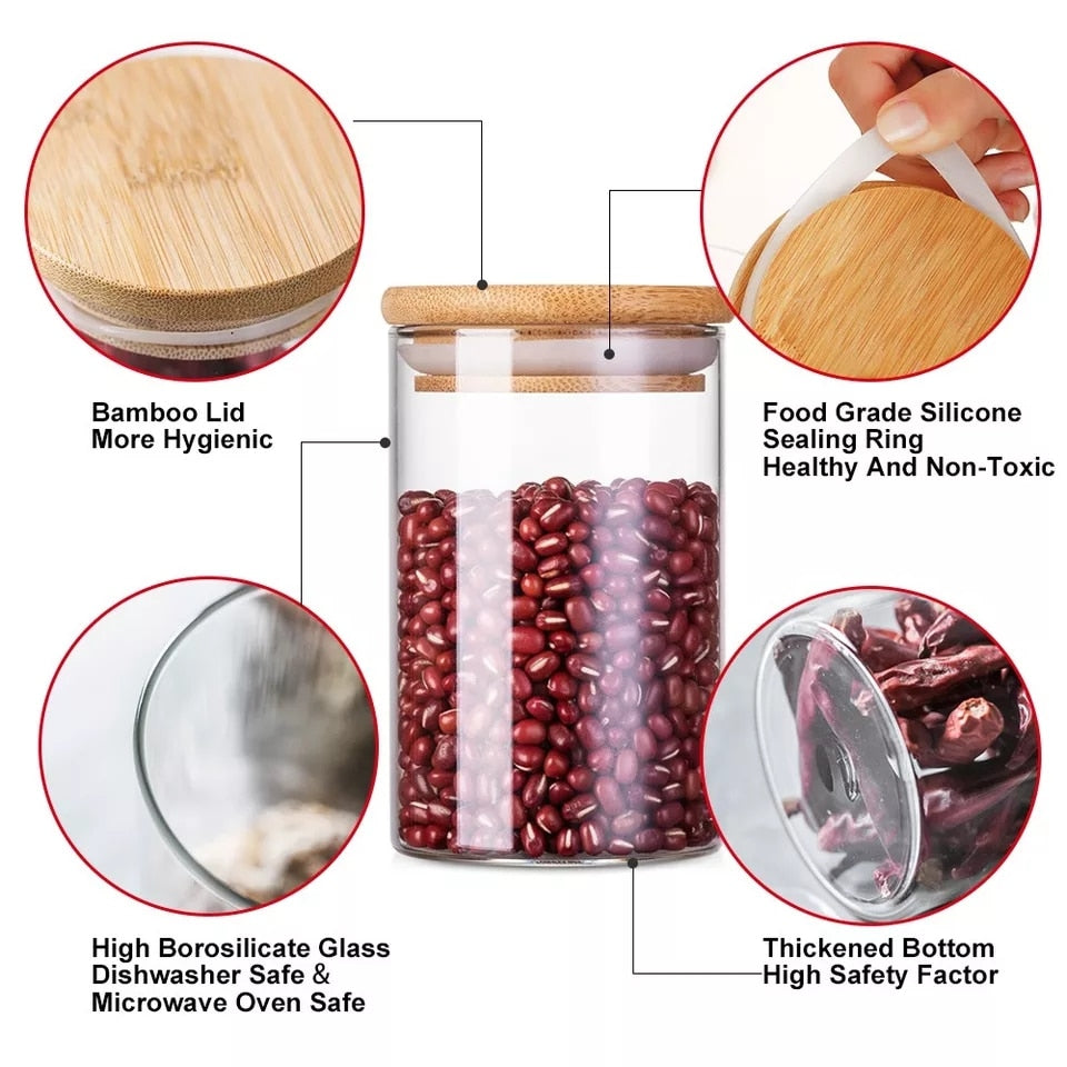 Glass Mason Jar - Bamboo or Cork Lids