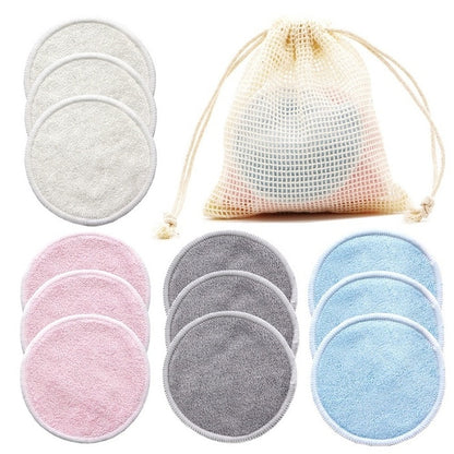 Bamboo Fiber Makeup Removal Pads - 12pcs + Bag