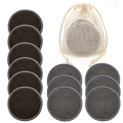 Bamboo Fiber Makeup Removal Pads - 12pcs + Bag