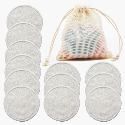 Bamboo Fiber Makeup Removal Pads - 12pcs + Bag