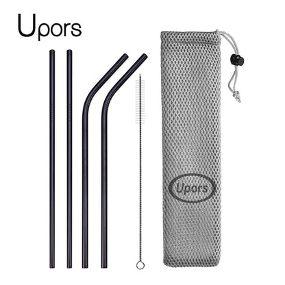 Stainless Steel Reusable Straws - Straight or Bent with Cleaner Brush