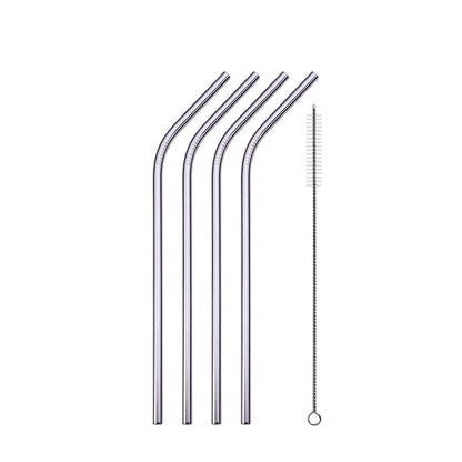 Stainless Steel Reusable Straws - Straight or Bent with Cleaner Brush