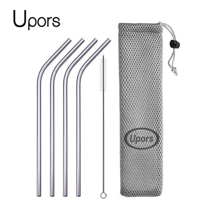 Stainless Steel Reusable Straws - Straight or Bent with Cleaner Brush