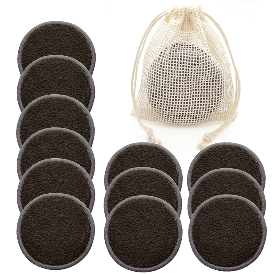 Bamboo Fiber Makeup Removal Pads - 12pcs + Bag