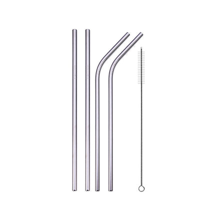 Stainless Steel Reusable Straws - Straight or Bent with Cleaner Brush