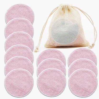 Bamboo Fiber Makeup Removal Pads - 12pcs + Bag