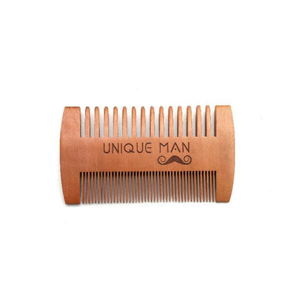 Wooden Beard Comb with Leather Case