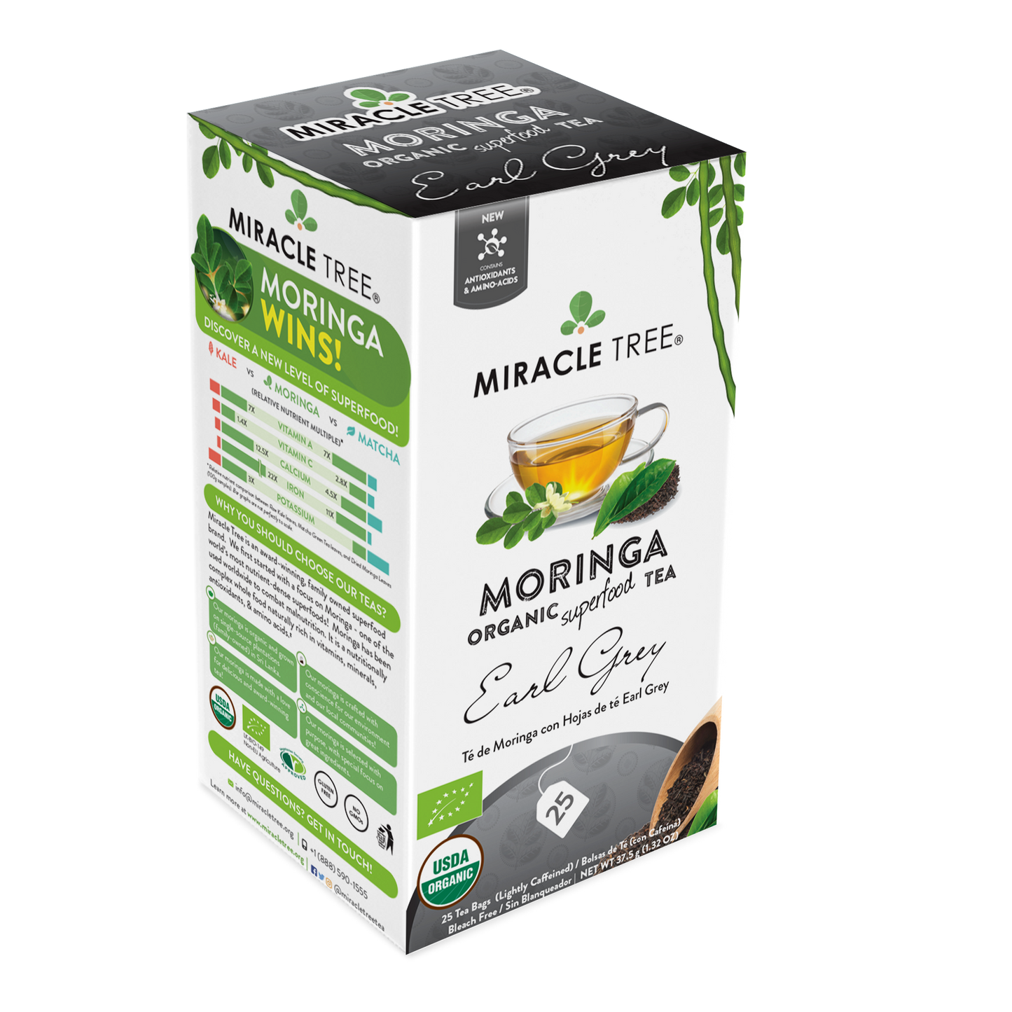 Miracle Tree Organic Moringa Tea - Earl Grey 25 Bags